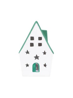 Christmas Green Light Up Ceramic House