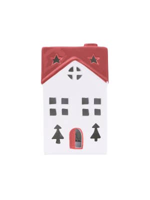 Christmas Red Light Up Ceramic House
