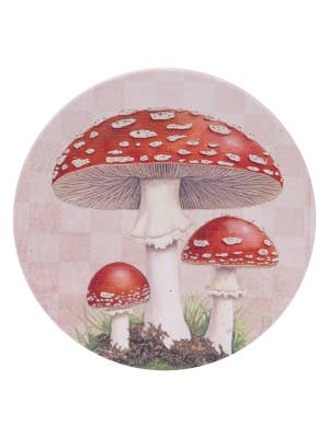 Whimsical Garden Toadstools Ceramic Coaster