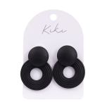 KiKi Black Wooden Circle Earrings