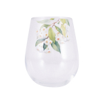 Native Blooms White Floral Stemless Wine Glass