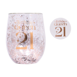 Celebration 21st Glitter Stemless Glass & Badge Set