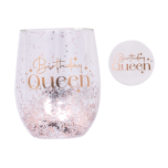 Celebration Birthday Glitter Stemless Glass & Badge Set