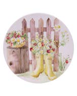 Whimsical Garden Gumboots Ceramic Coaster